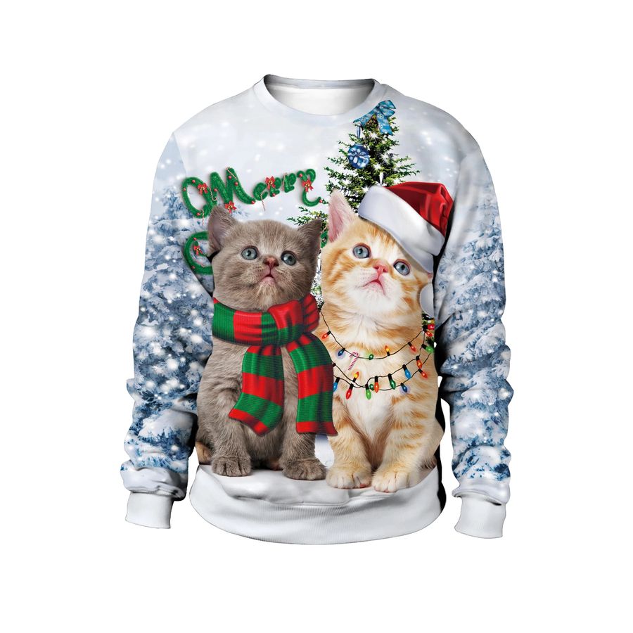 Christmas Cute Cat Pine Tree Sweater