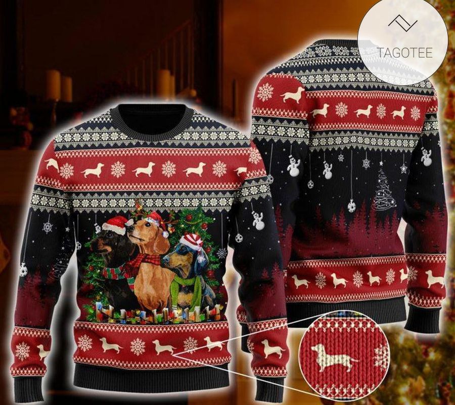 Christmas Dachshund Santa Hat Ugly Sweater