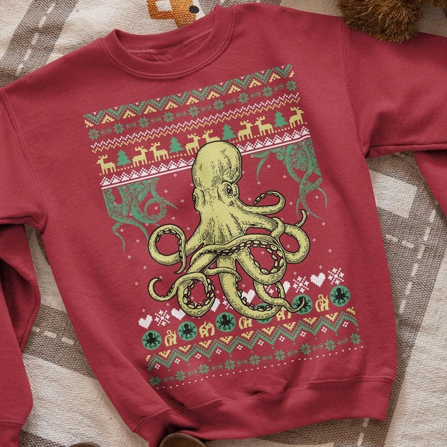Christmas day T-shirt – Christmas ugly sweater, Octopus graphic T-shirt
