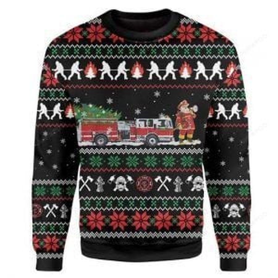 Christmas Firefighter Ugly Christmas Sweater, All Over Print Sweatshirt, Ugly Sweater, Christmas Sweaters, Hoodie, Sweater