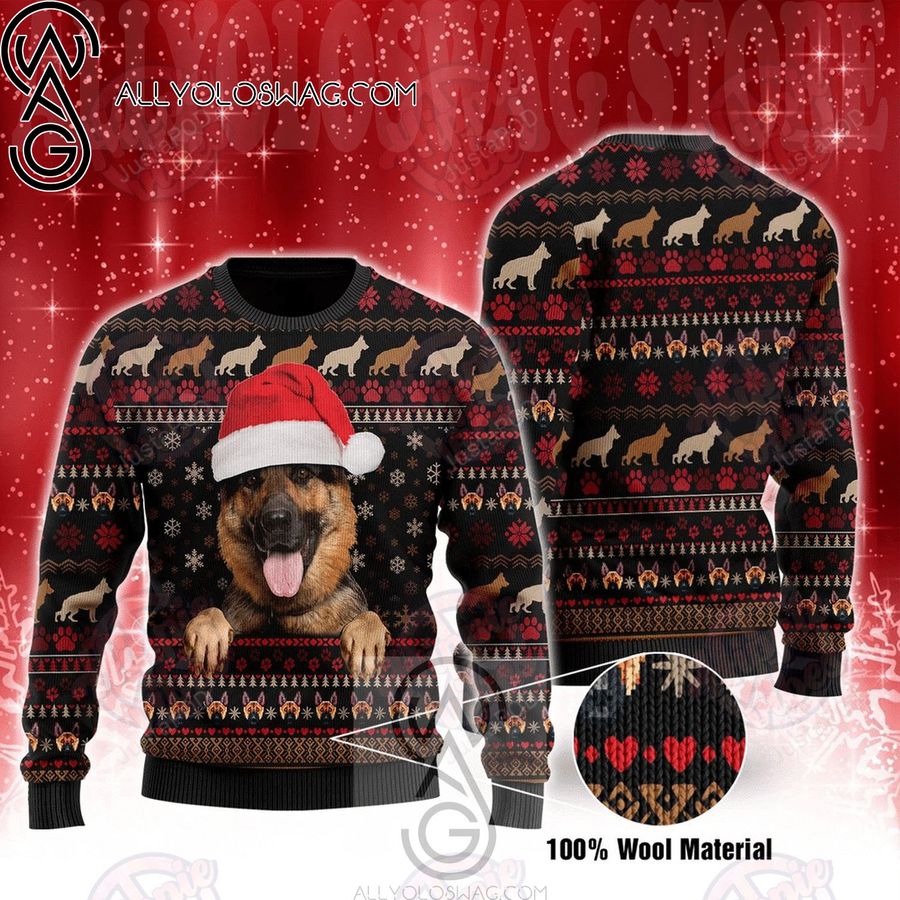 Christmas German Shepherd Dog Knitting Pattern Ugly Christmas Sweater