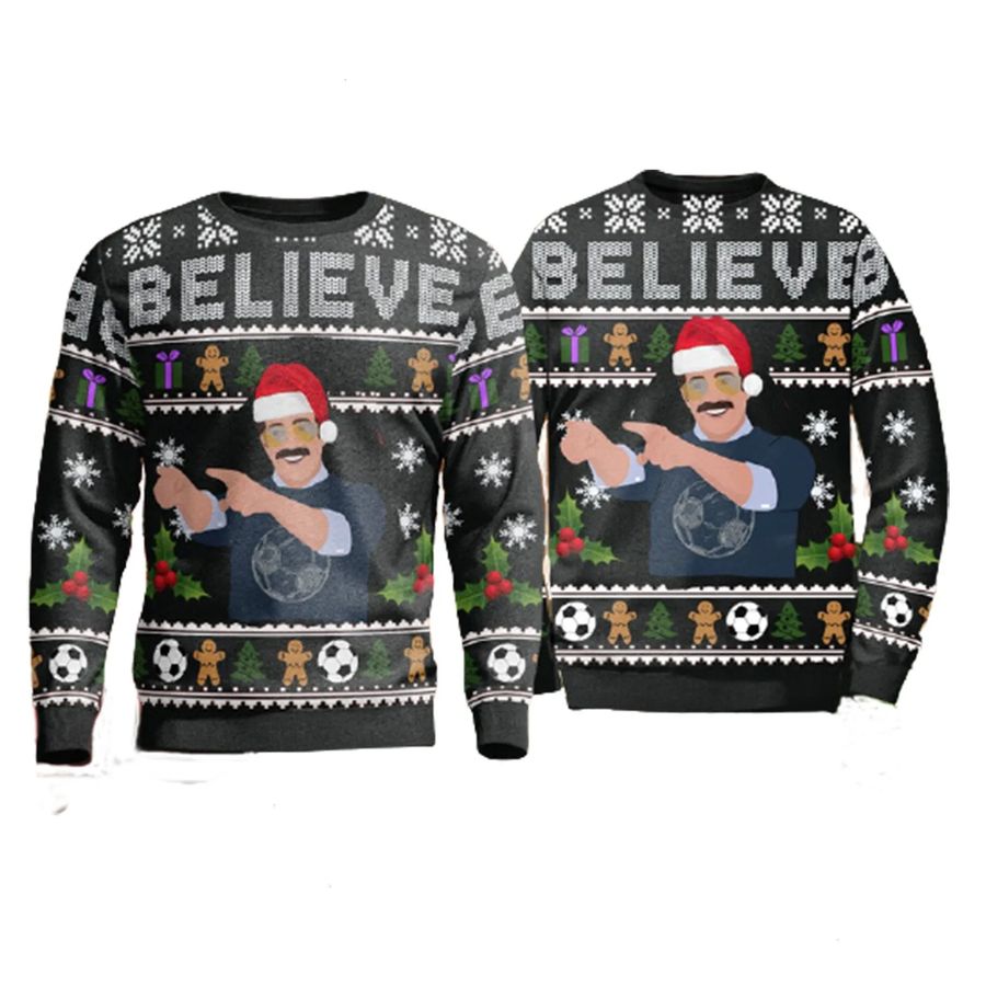 Christmas Gift Believe Team Lasso Ugly Sweater