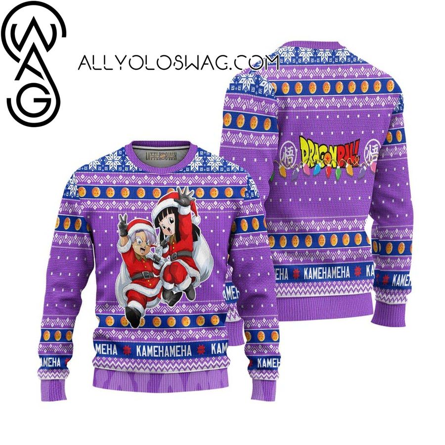 Christmas Holiday Trunks And Mai Dragon Ball Anime Ugly Christmas Sweater