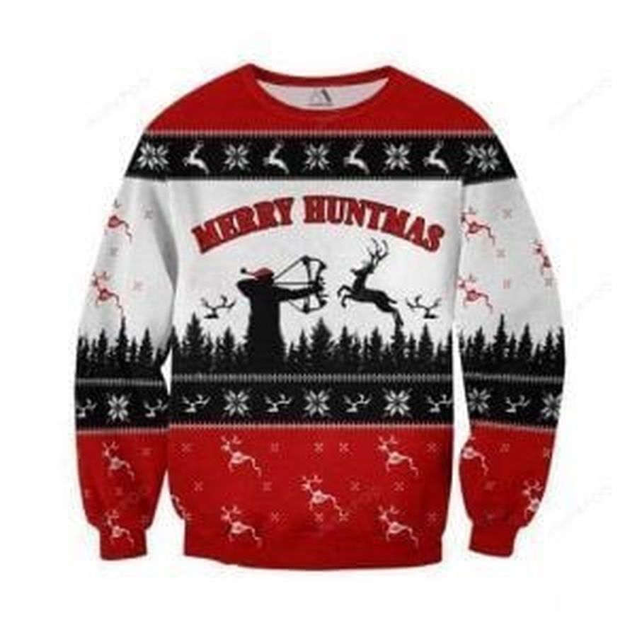 Christmas Hunting Ugly Christmas Sweater All Over Print Sweatshirt Ugly
