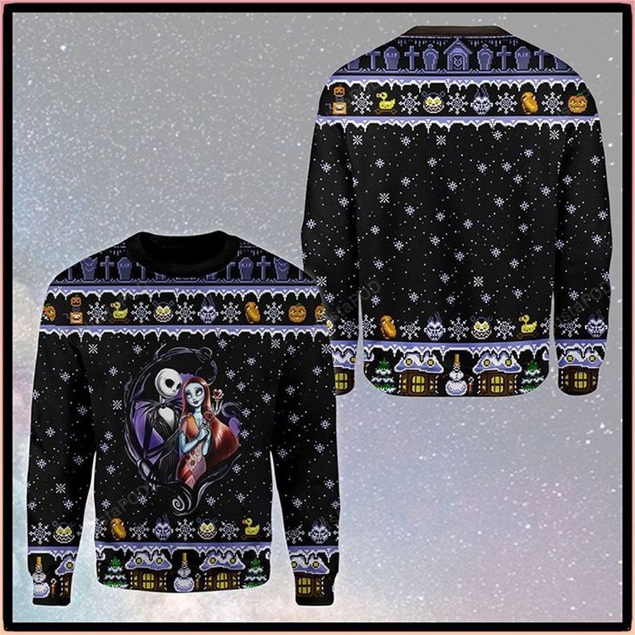 Christmas Jack Skellington And Sally For Unisex Ugly Christmas Sweater, All Over Print Sweatshirt, Ugly Sweater, Christmas Sweaters, Hoodie, Sweater
