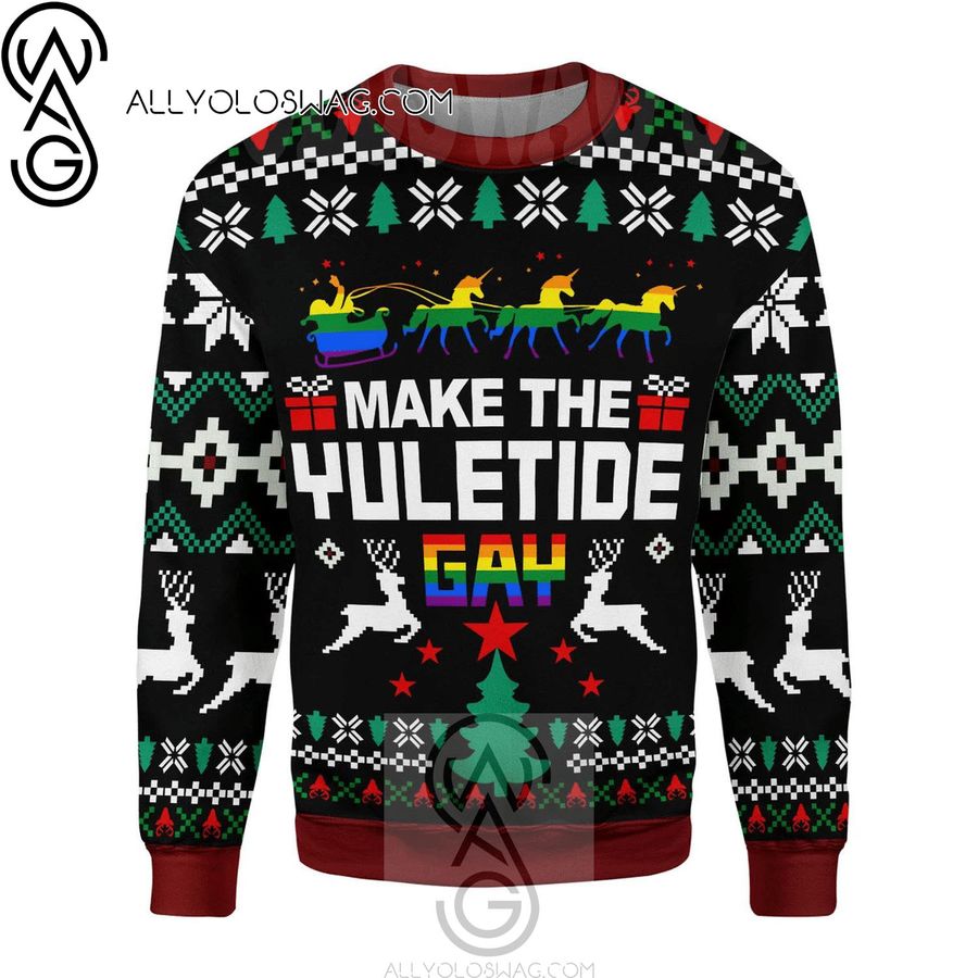 Christmas Make The Yuletide Gay Pride Knitting Pattern Ugly Christmas Sweater