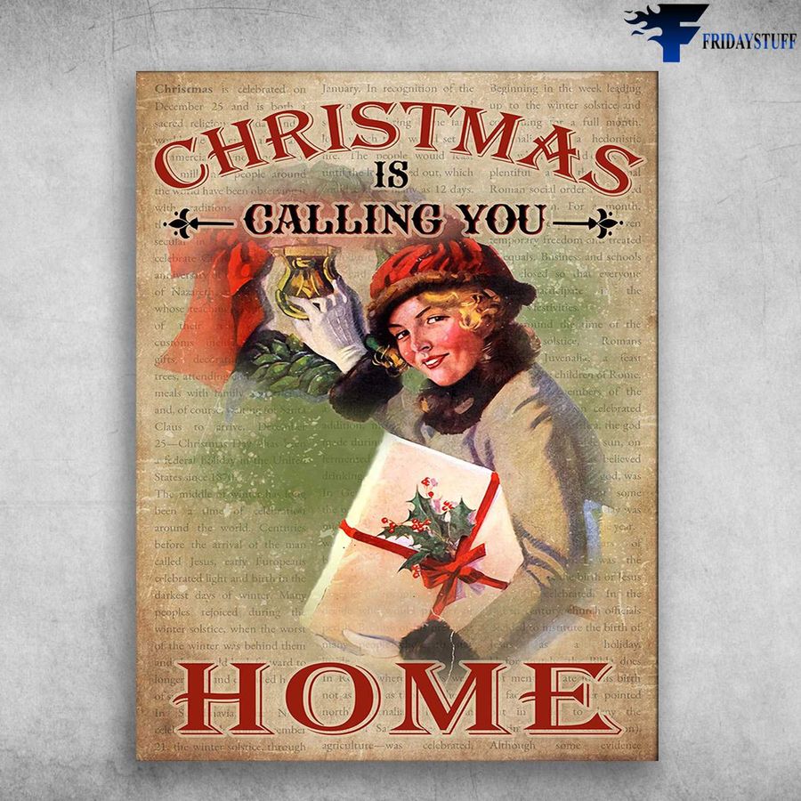 Christmas Poster – Christmas Is Calling You Home, Christmas Decor Poster Home Decor Poster Canvas