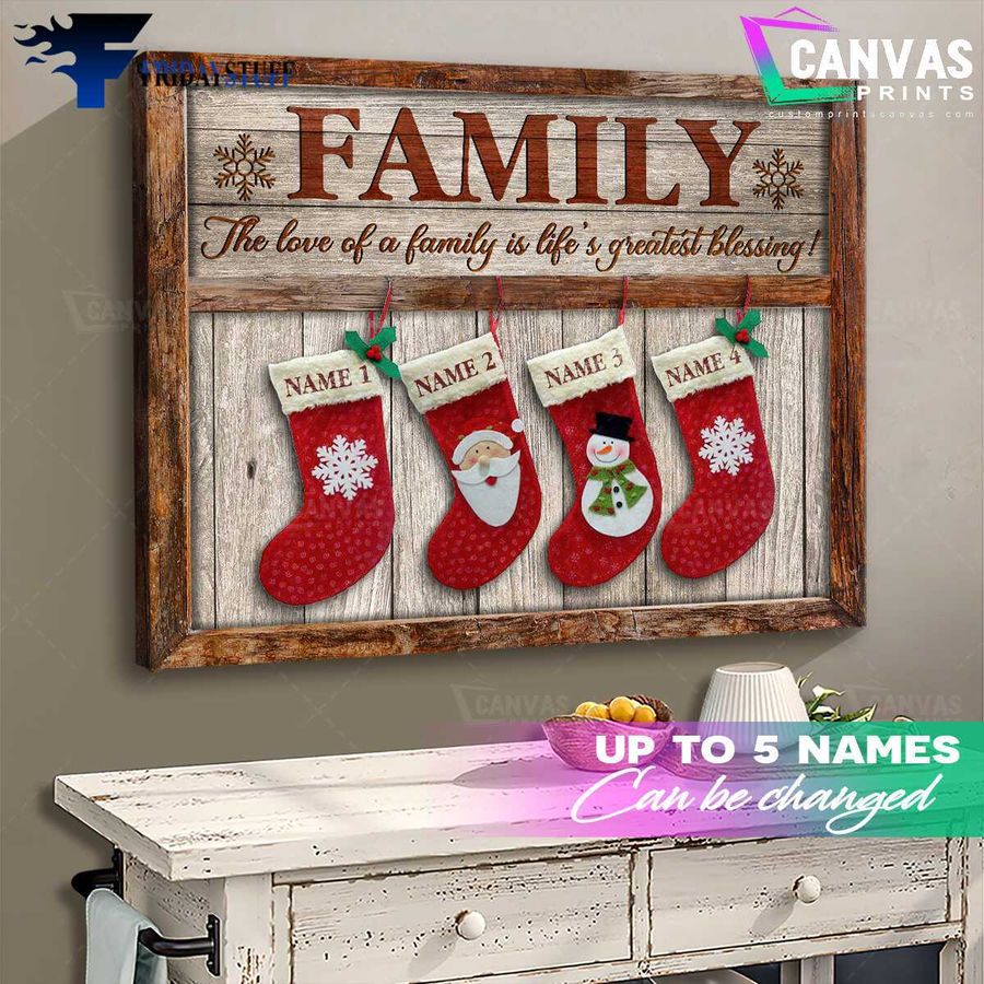 Christmas Poster, Christmas Decor, Merry Christmas, Family Poster Customized Personalized NAME Poster Home Decor Poster Canvas