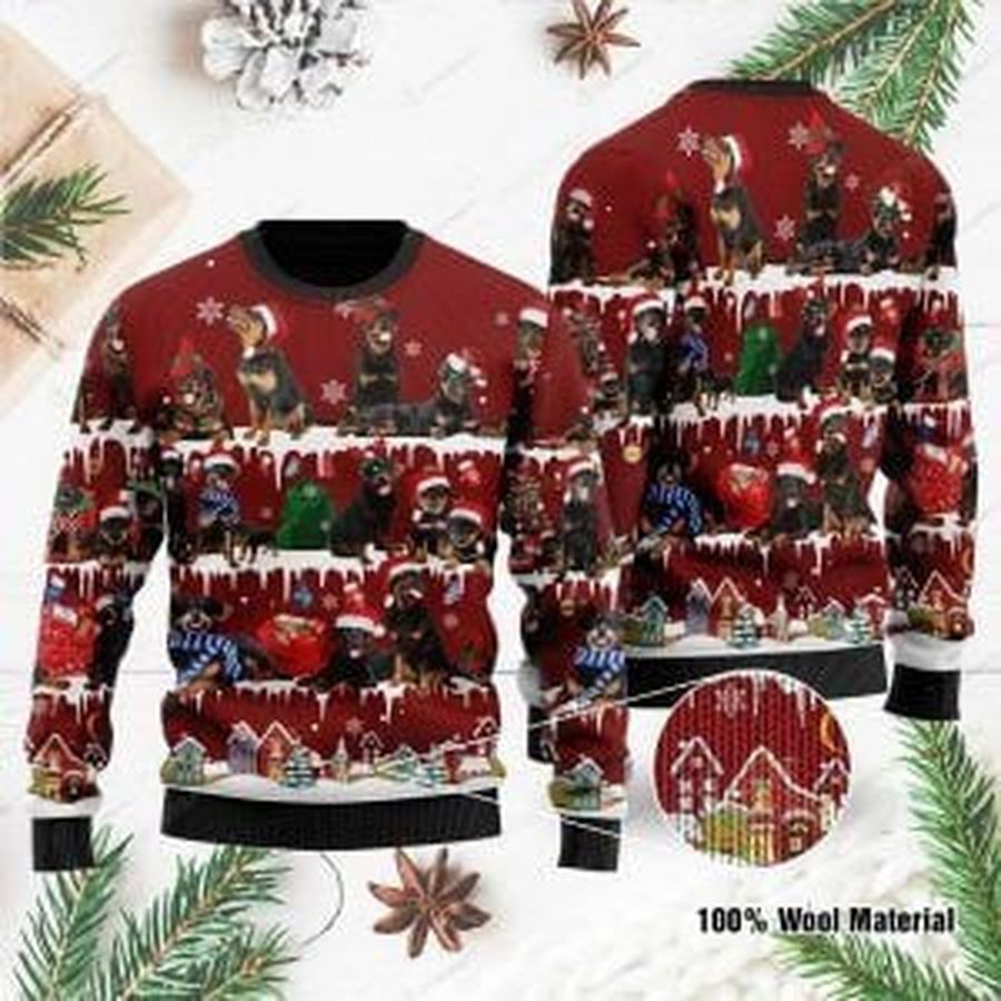 Christmas Rottweiler Dog Ugly Christmas Sweater All Over Print Sweatshirt