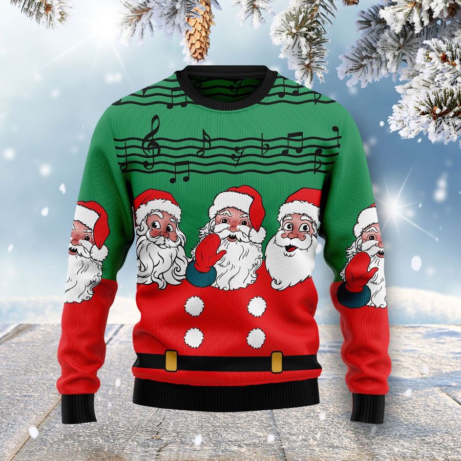 Christmas Santa Claus And Music Notes Ugly Sweater