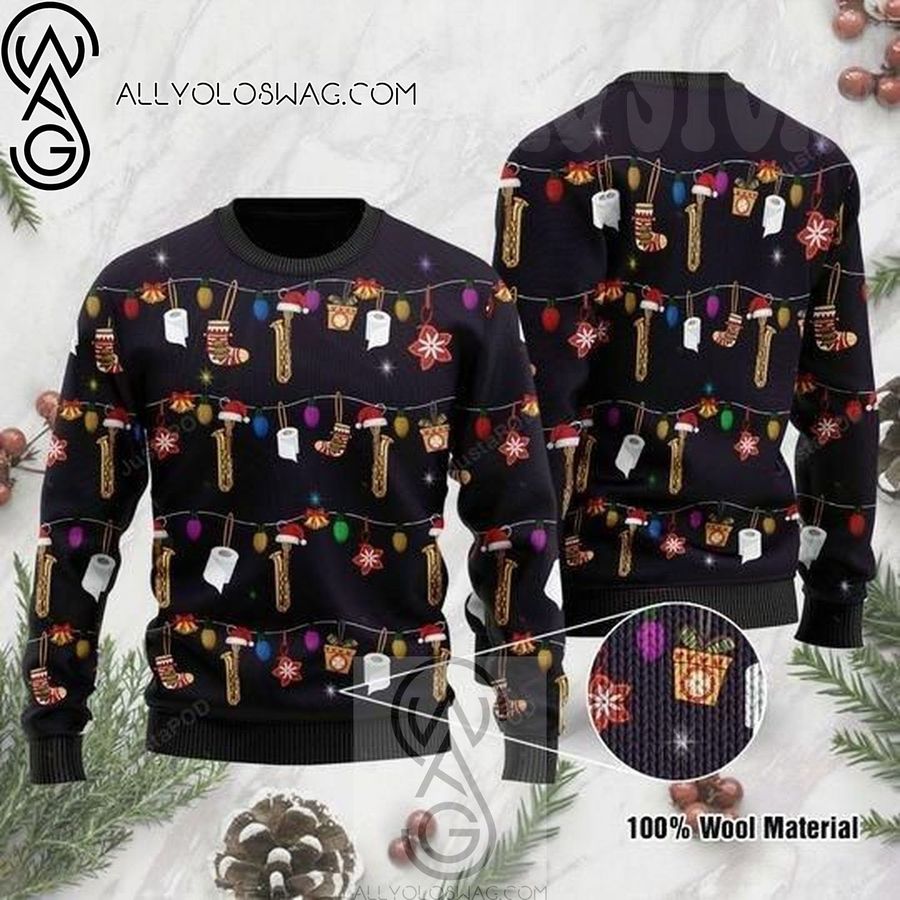 Christmas Saxophone Knitting Pattern Ugly Christmas Sweater
