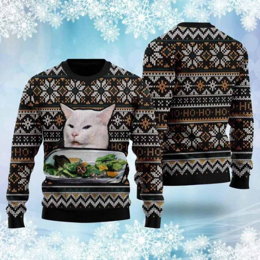 Christmas Sweater 3D Woman Yelling At Cat Meme Couple