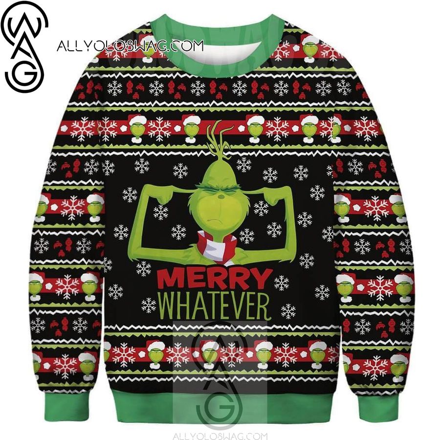 Christmas The Grinch Merry Whatever Knitting Pattern Ugly Christmas Sweater