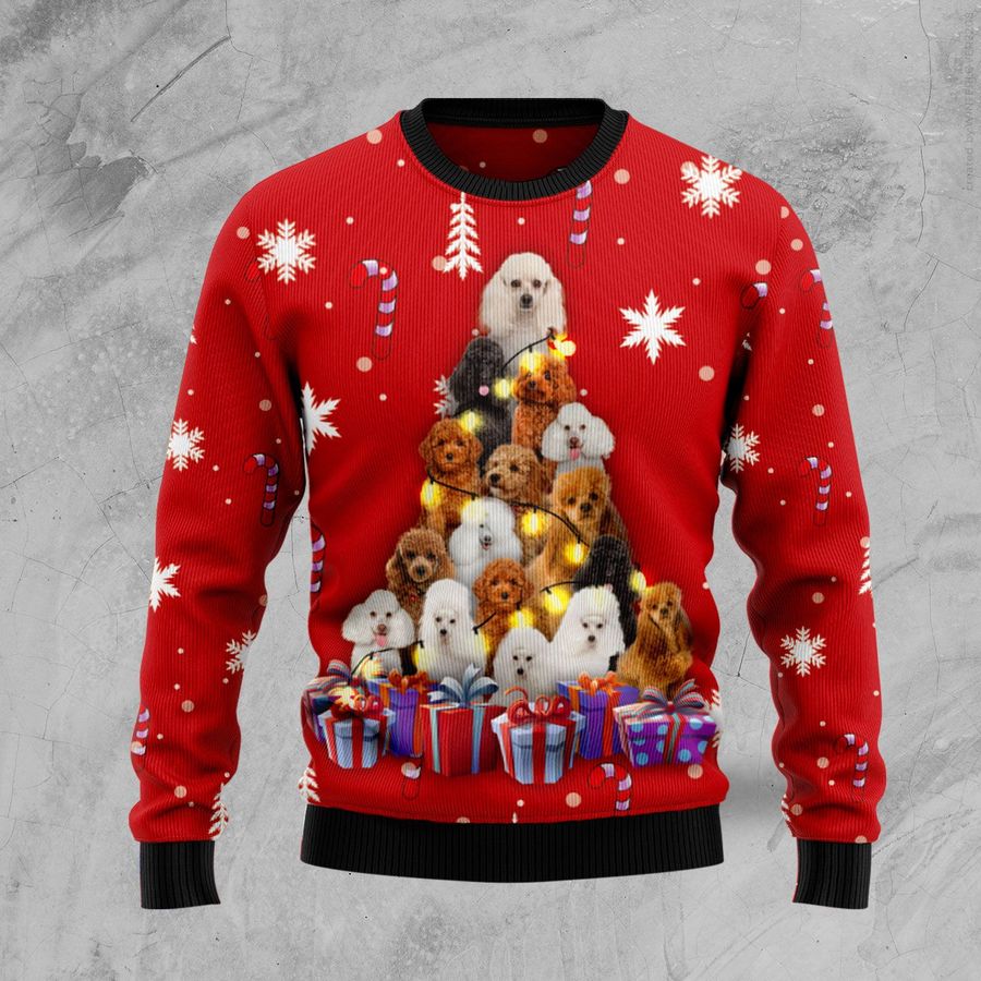  Christmas Tree Poodle Ugly Sweater 