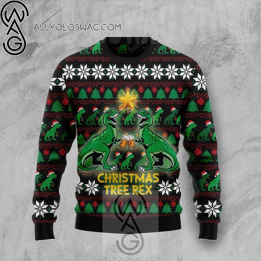 Christmas Tree Rex Knitting Pattern Ugly Christmas Sweater