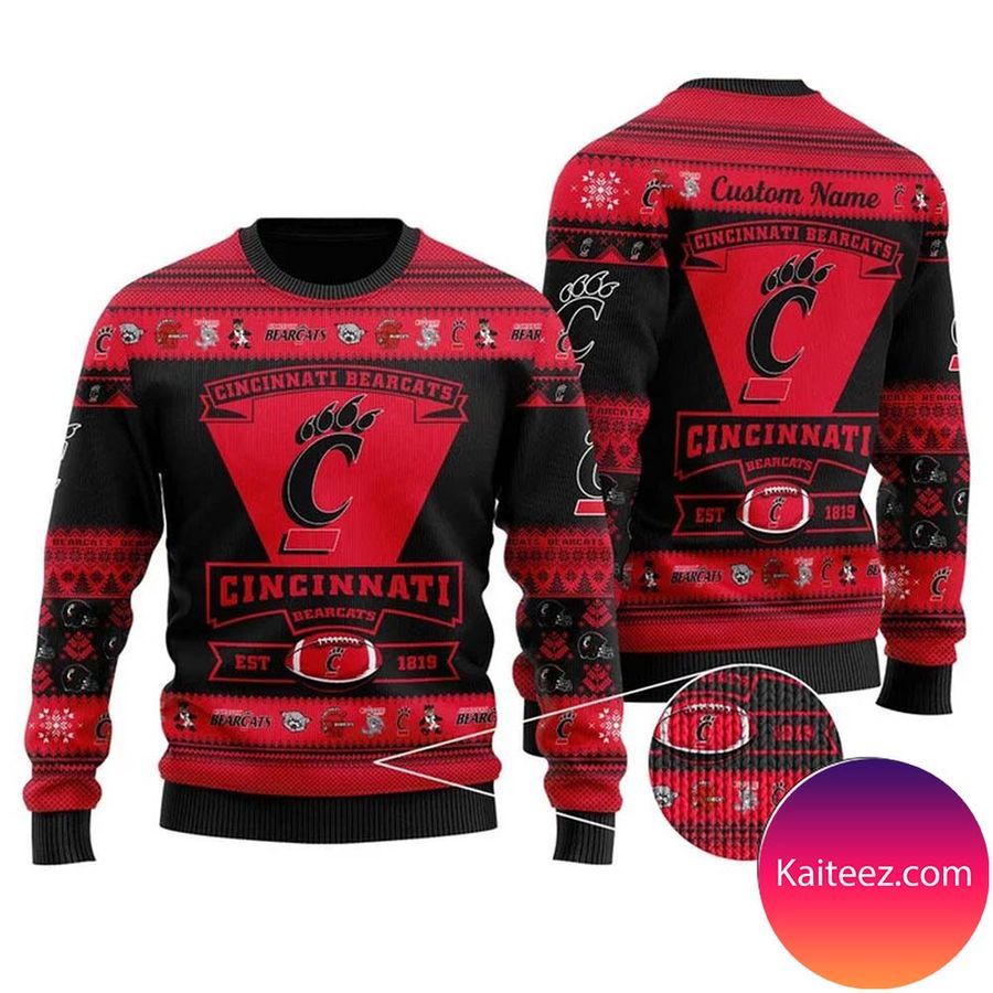 Cincinnati Bearcats Football Team Logo Personalized Christmas Ugly Sweater