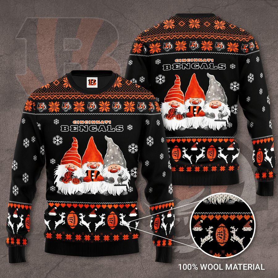 Cincinnati Bengals Gnome de Noel Christmas Ugly Sweater