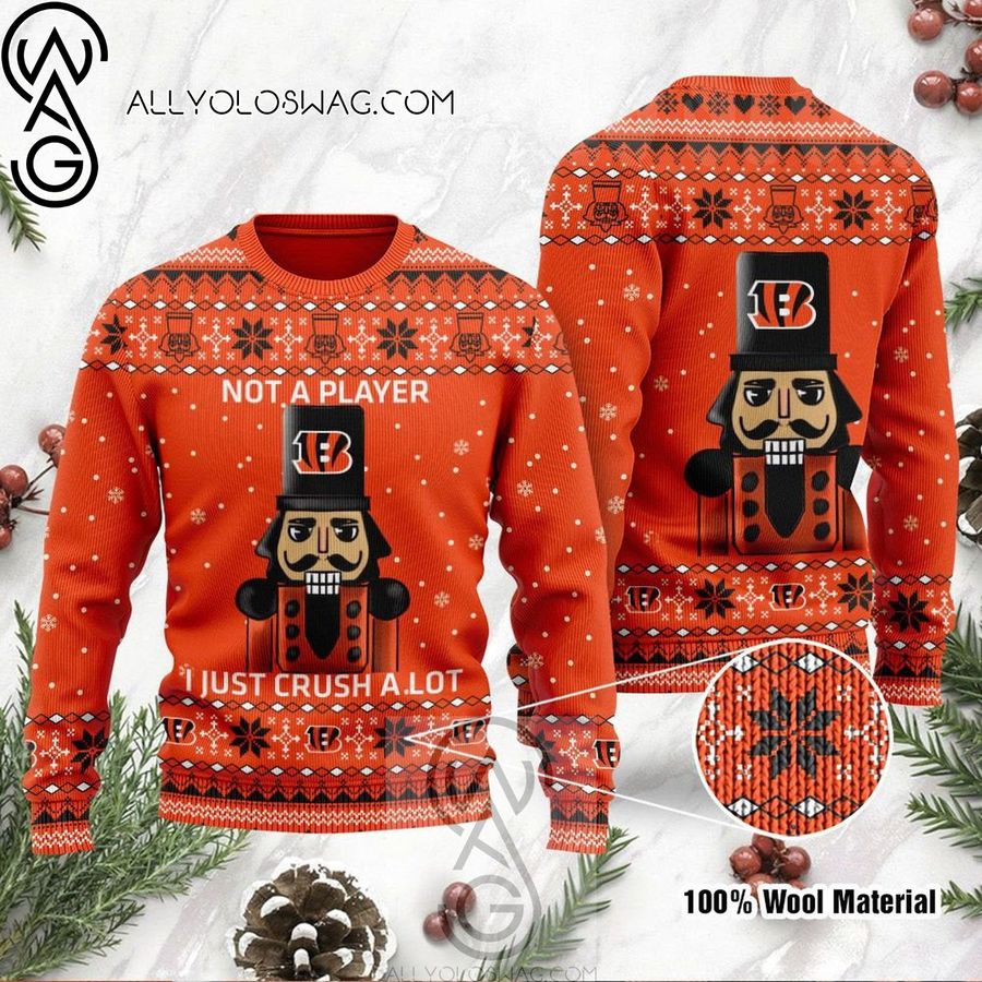 Cincinnati Bengals I Am Not A Player I Just Crush A Lot Knitting Pattern Ugly Christmas Sweater