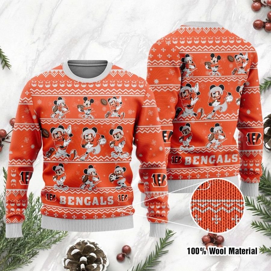 Cincinnati Bengals Mickey Mouse Holiday Party Ugly Christmas Sweater, Ugly Sweater, Christmas Sweaters, Hoodie, Sweatshirt, Sweater