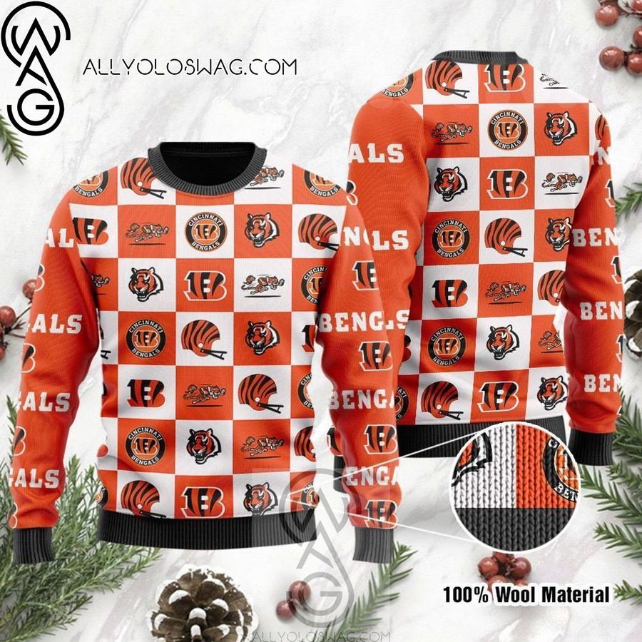 Cincinnati Bengals National Football League Knitting Pattern Ugly Christmas Sweater