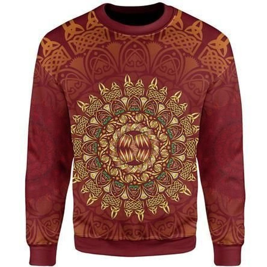 Circle Pattern Ugly Christmas Red Sweater