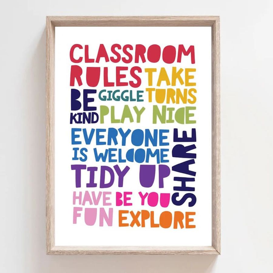 Classroom Rules, Take Turns Be Kind Play Nice Everyone Is Welcome Poster