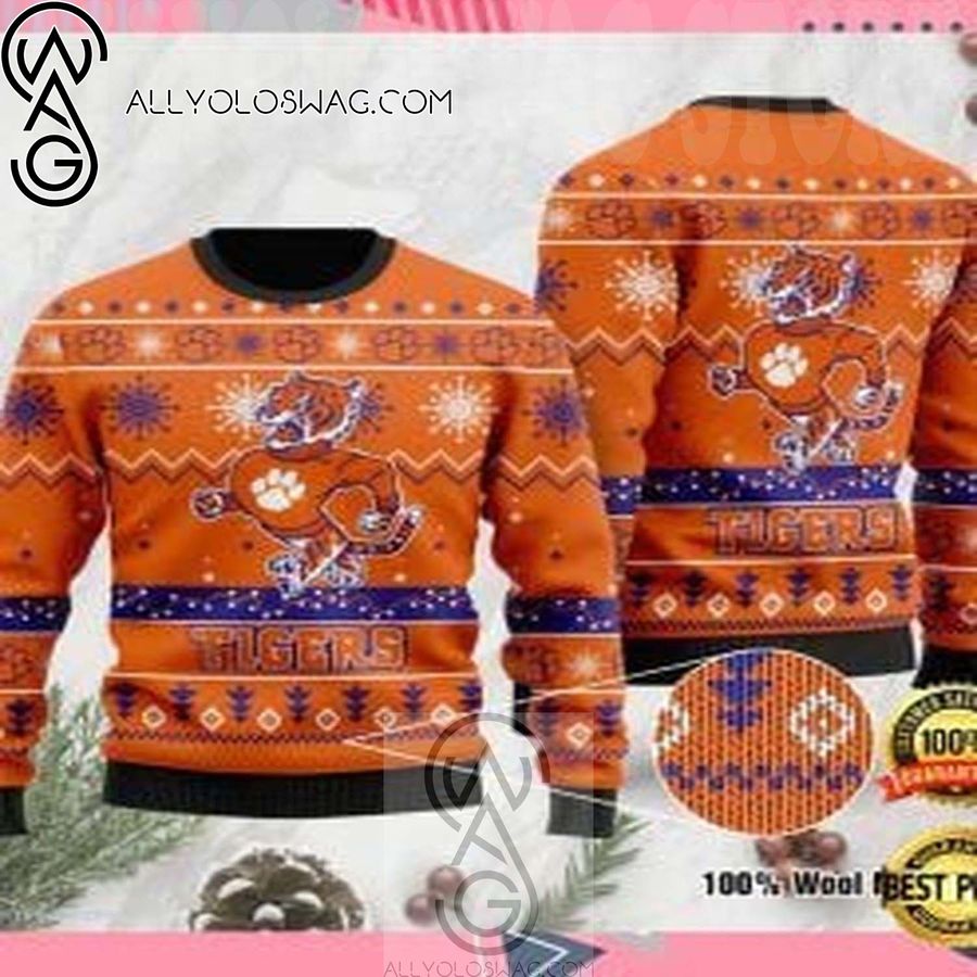 Clemson Tigers Football Knitting Pattern Ugly Christmas Sweater