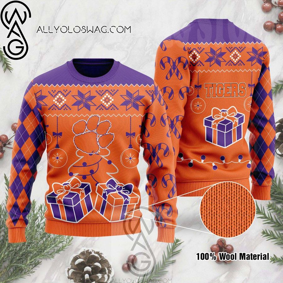 Clemson Tigers Knitting Pattern Ugly Christmas Sweater