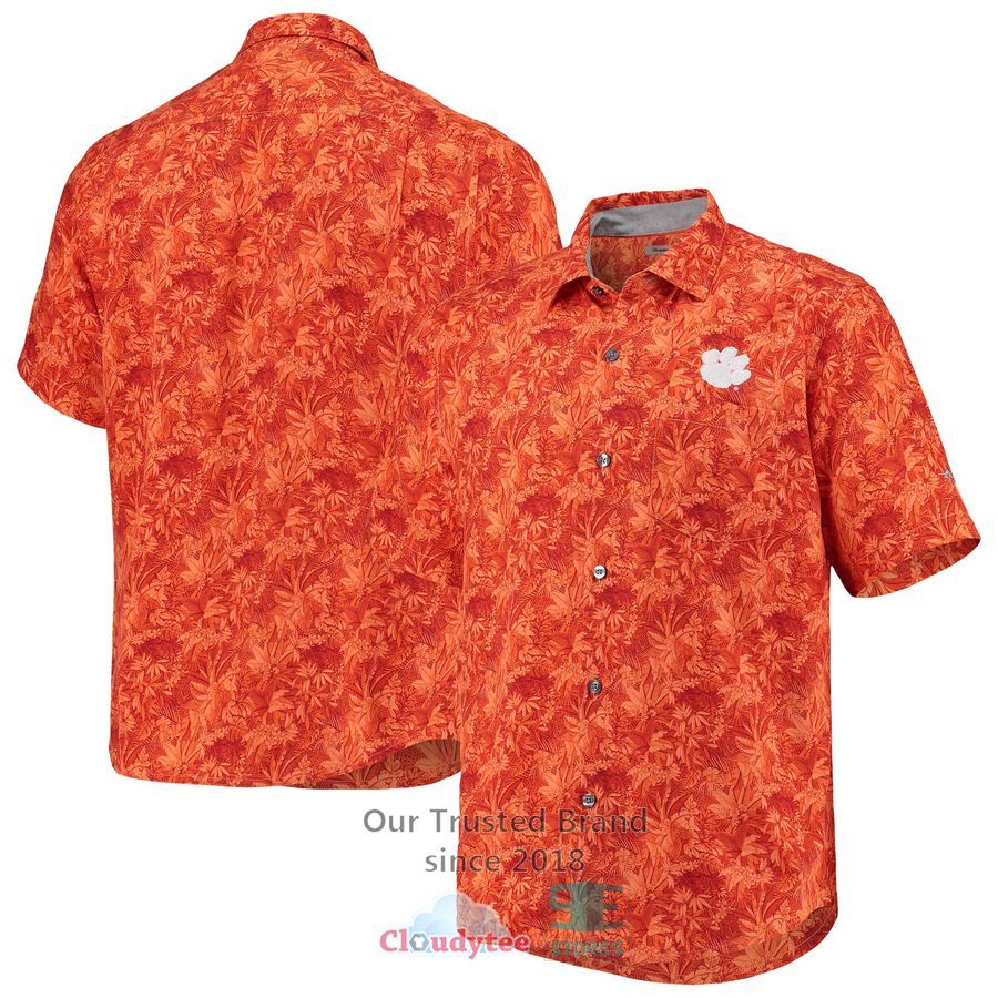 Clemson Tigers Tommy Bahama Sport Jungle Shade Camp Orange Hawaiian Shirt – LIMITED EDITION – LIMITED EDITION