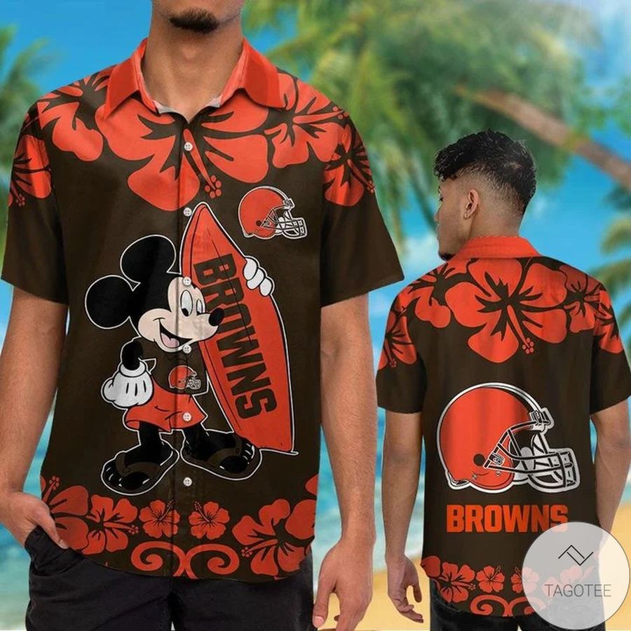 Cleveland Browns 038; Mickey Mouse Hawaiian Shirt