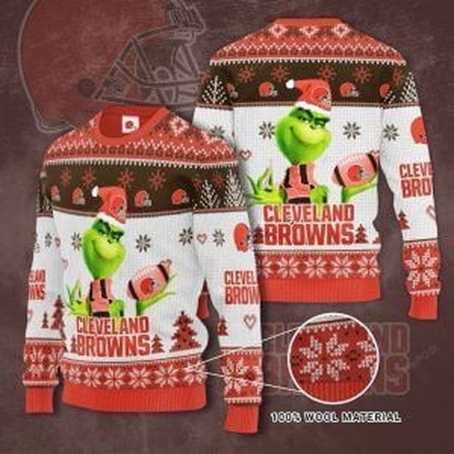 Cleveland Browns And The Grinch Ugly Christmas Sweater All Over