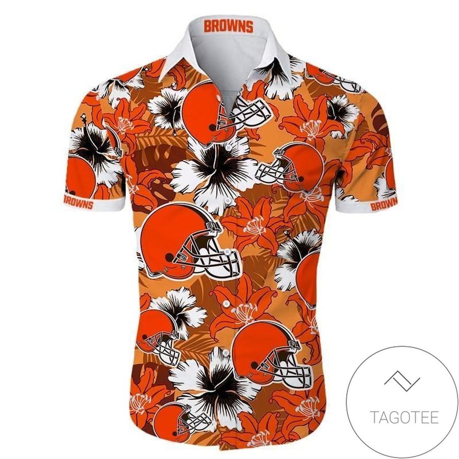 Cleveland Browns Authentic Hawaiian Shirt 2022 Tropical Flower Short Sleeve Slim Fit Body