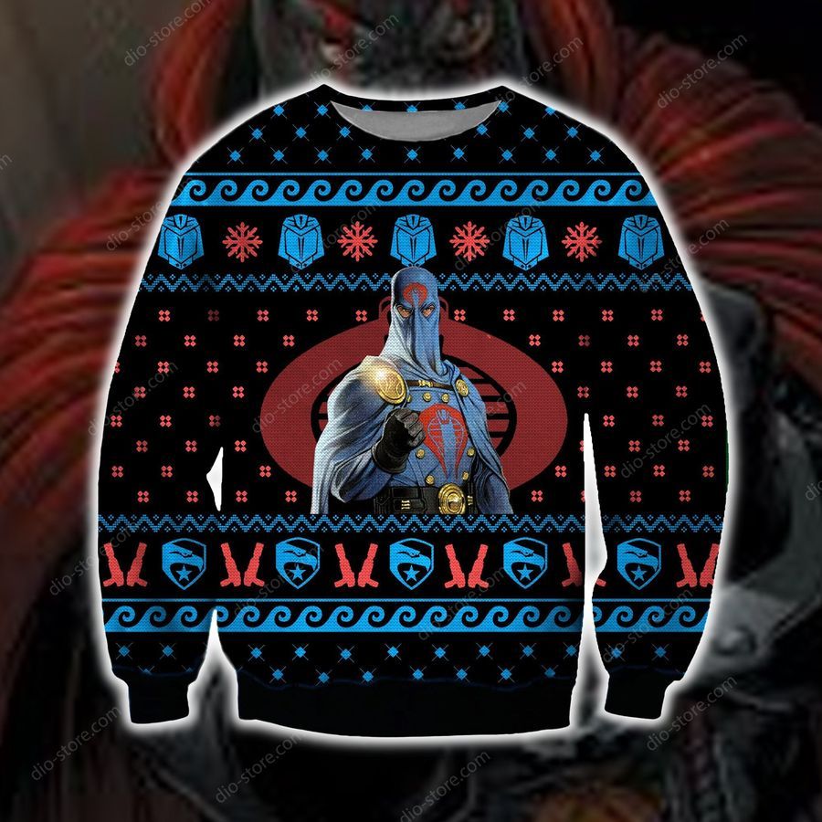 Cobra Commander Knitting Pattern 3D Print Ugly Christmas Sweater Hoodie All Over Printed Cint10580, All Over Print, 3D Tshirt, Hoodie, Sweatshirt