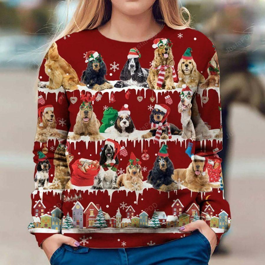 Cocker Spaniel Dog Ugly Christmas Sweater All Over Print Sweatshirt