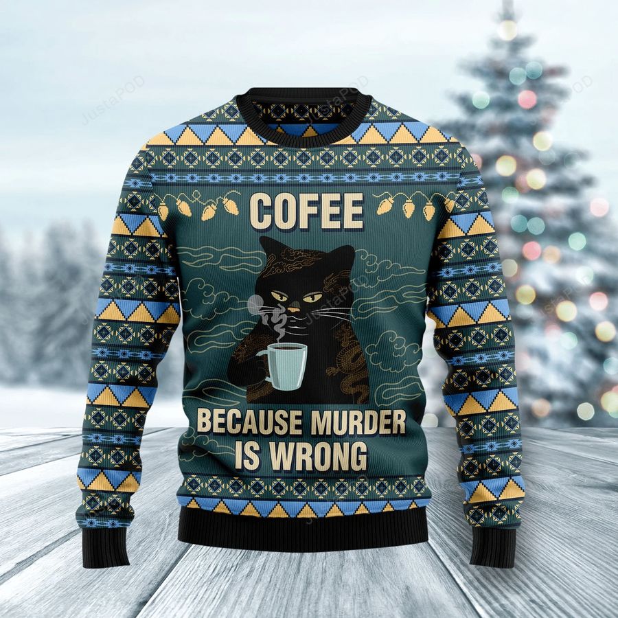 Coffee Cat Ugly Christmas Sweater, All Over Print Sweatshirt, Ugly Sweater, Christmas Sweaters, Hoodie, Sweater