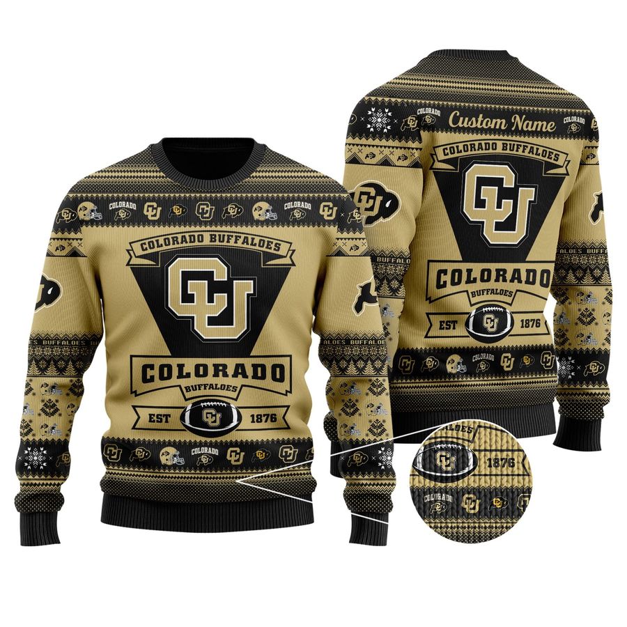 Colorado Buffaloes Football Team Logo Custom Name Personalized Ugly Christmas Sweater, Ugly Sweater, Christmas Sweaters, Hoodie, Sweatshirt, Sweater