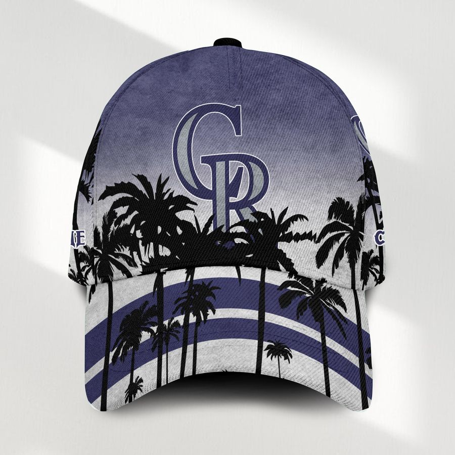 Colorado Rockies Mlb Palm Tree Hawaiian Custom Name Classic Baseball Cap Hat Gifts For Men Dad Fans