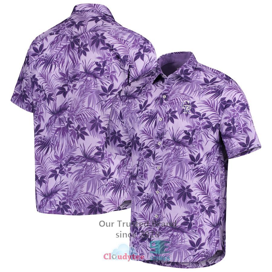 Colorado Rockies Tommy Bahama Sport Reign Forest Fronds Purple Hawaiian Shirt – LIMITED EDITION – LIMITED EDITION