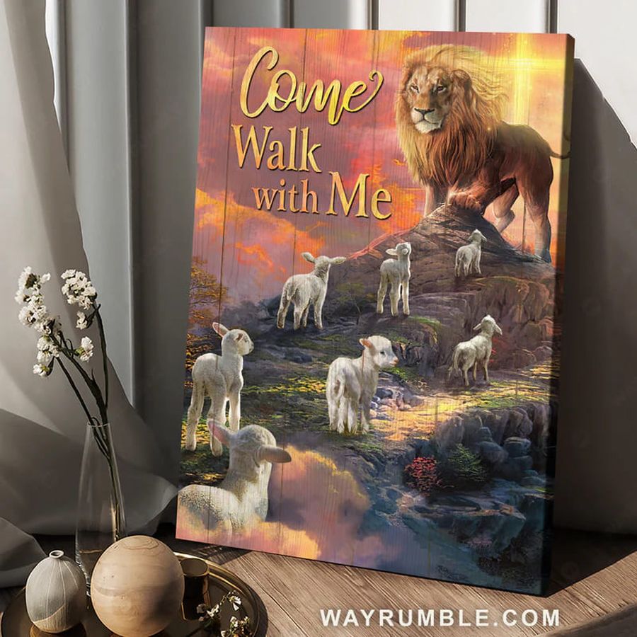 Come Walk With Me, Lamd And Lion, Poster Decor, Lion King Poster
