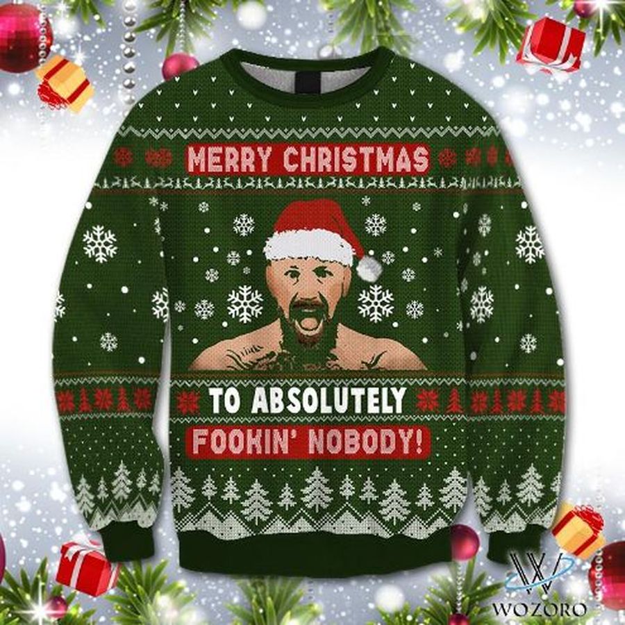  Conor McGregor Merry Christmas To Absolutely Foockin Nobody Wool Knitted Sweater 