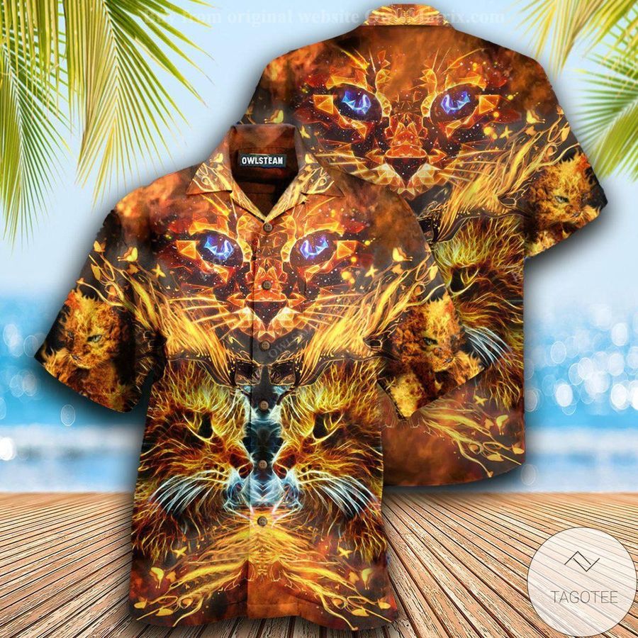 Cool Cat Flaming Cat Hawaiian Shirt