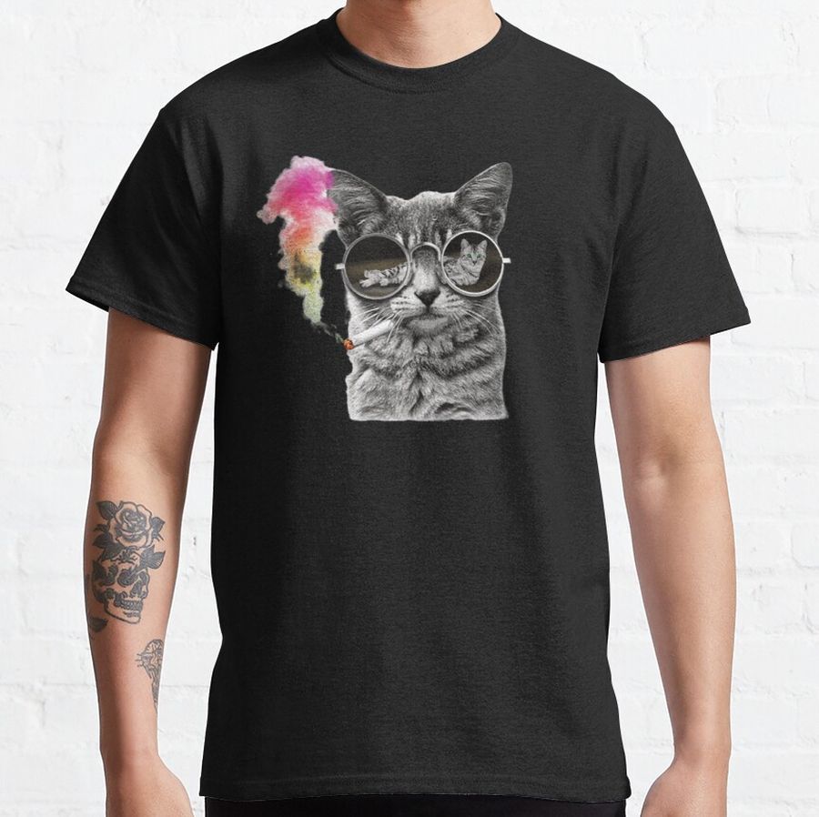 Cool Cat With Sunglasses Smoking Classic T-Shirt