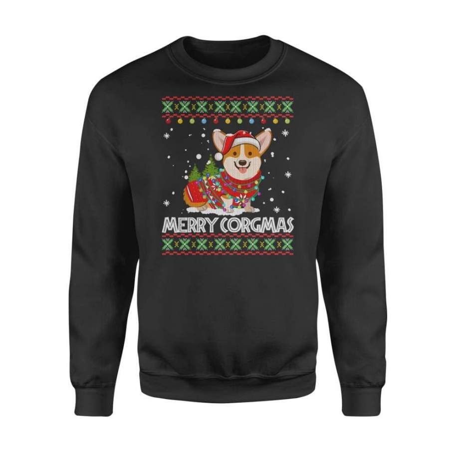 Corgi Dog Merry Corgmas Santa Corgi Ugly Christmas Sweater - Standard Fleece Sweatshirt