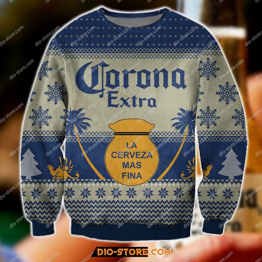 Corona Extra Beer Knitting Pattern 3D Print Ugly Sweatshirt Hoodie All Over Printed Cint10401, All Over Print, 3D Tshirt, Hoodie, Sweatshirt