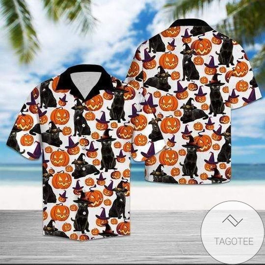 Cover Your Body With Amazing Black Cat Halloween Pattern Hawaiian Aloha Shirts