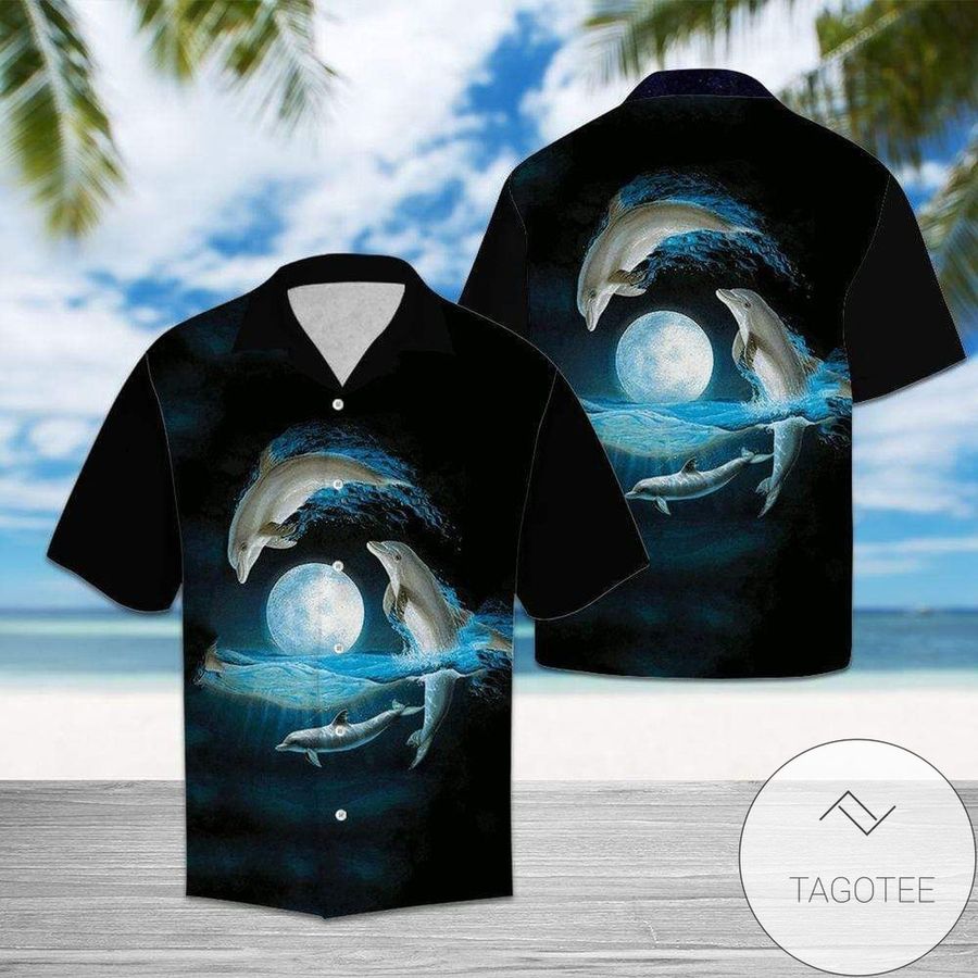 Cover Your Body With Amazing Dolphins With The Moon Hawaiian Aloha Shirts