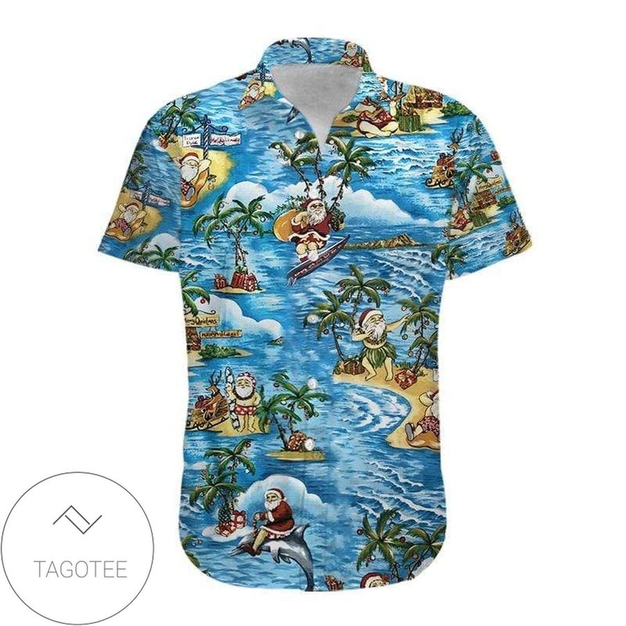 Cover Your Body With Amazing Funny Relaxing Santa Claus At The Beach Hawaiian Aloha Shirts