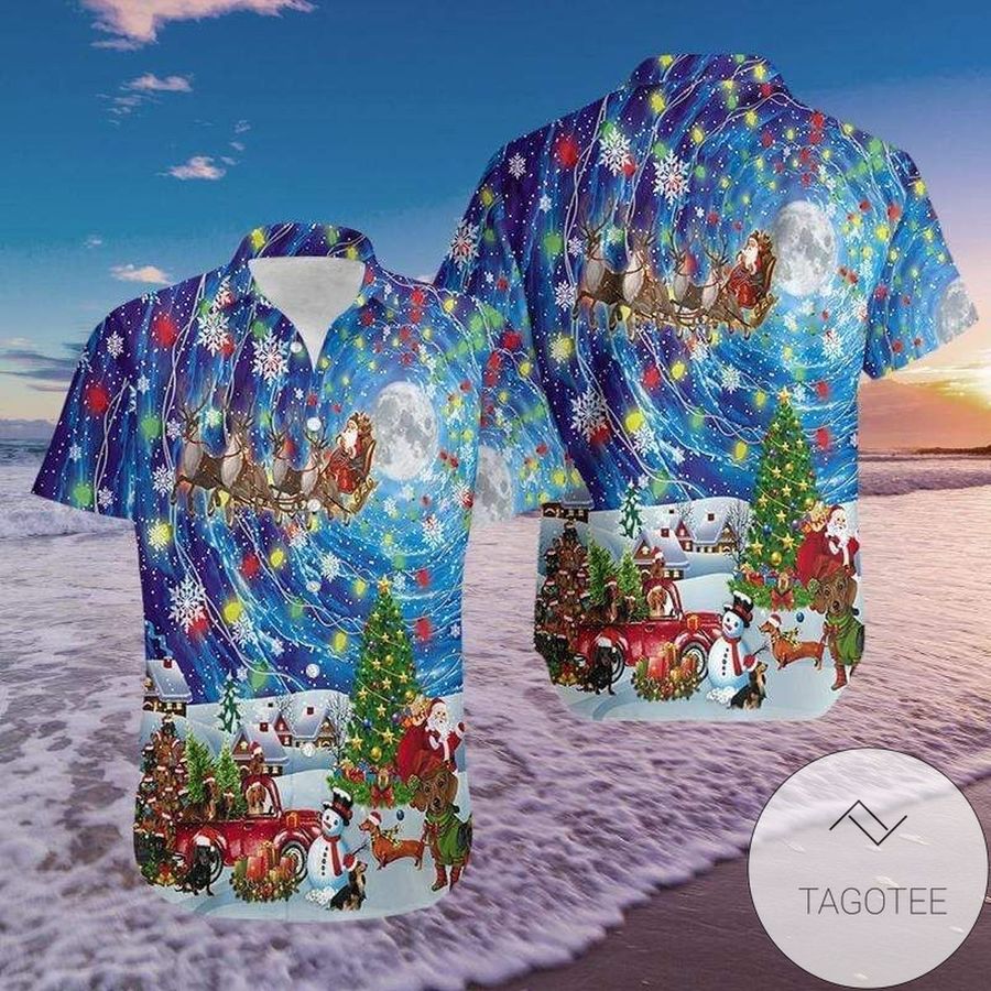 Cover Your Body With Amazing Hawaiian Aloha Shirts Merry Dachshunds Christmas
