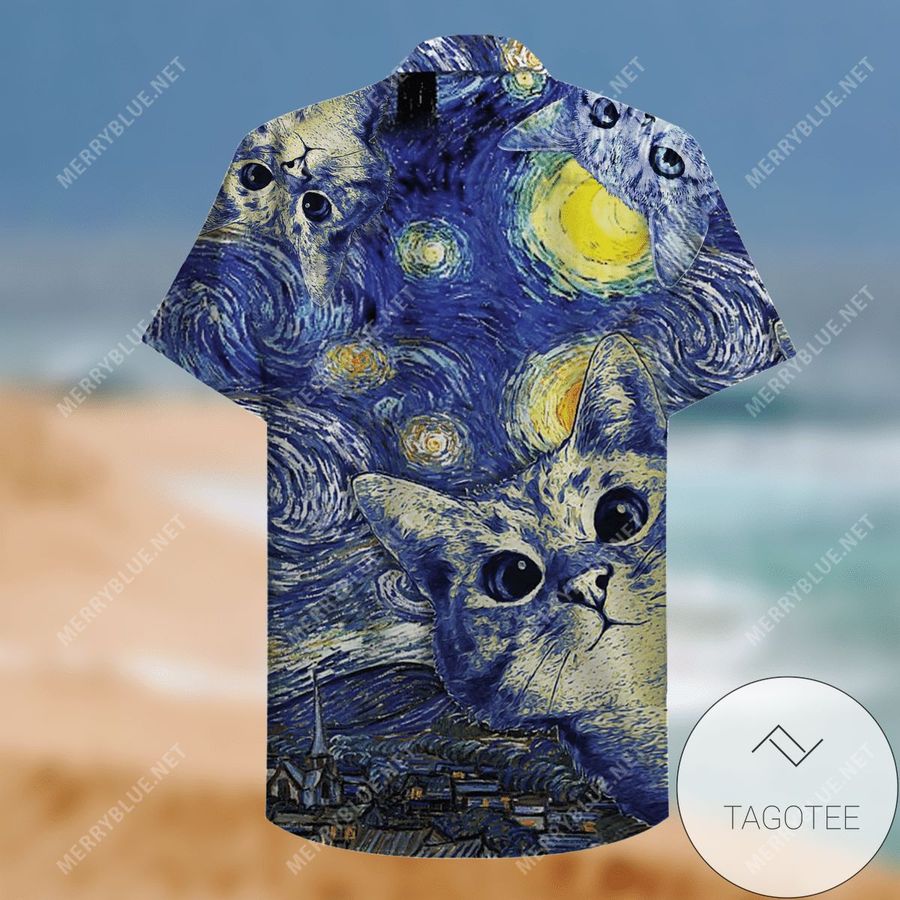 Cover Your Body With Amazing Starry Cats Hawaiian Unisex Shirt