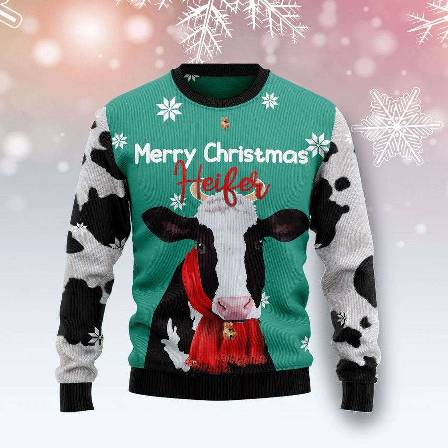 Cow Merry Christmas Heifer 3D Sweater